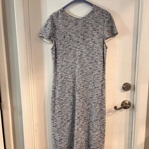 St. John Blue and White Cap Sleeve Sheath Dress Size 10